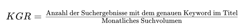 KGR bei der Keywordanalyse KGR bei der Keywordanalyse